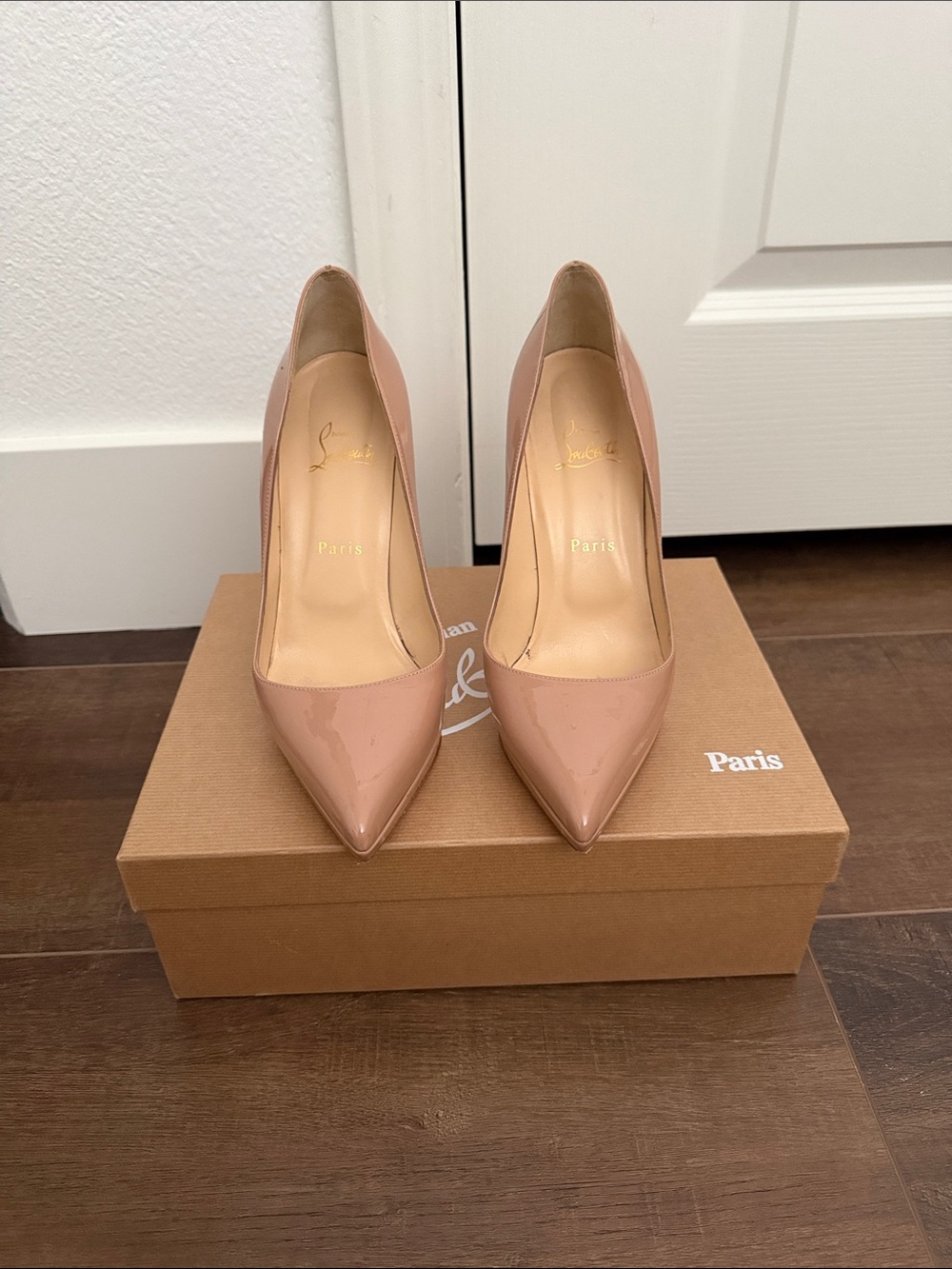 Authentic Nude Christian Louboutin Pigalle Plato 120mm Patent Calf Pumps